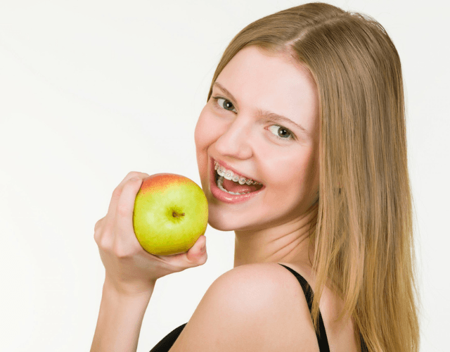 Teen with fixed braces